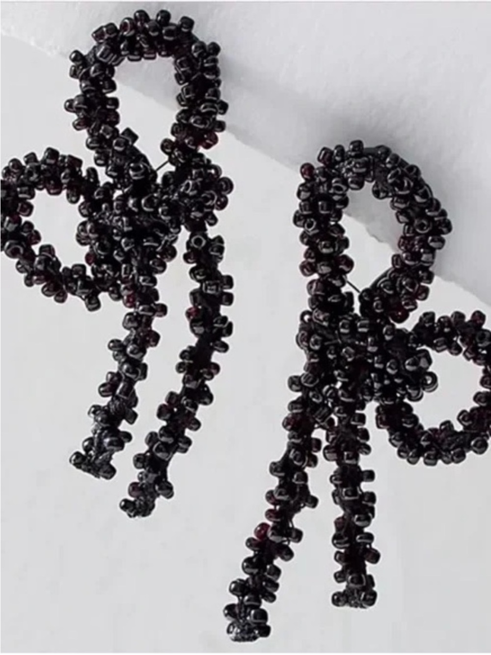 Free People Brandy Beaded Bow Dangle earrings in black